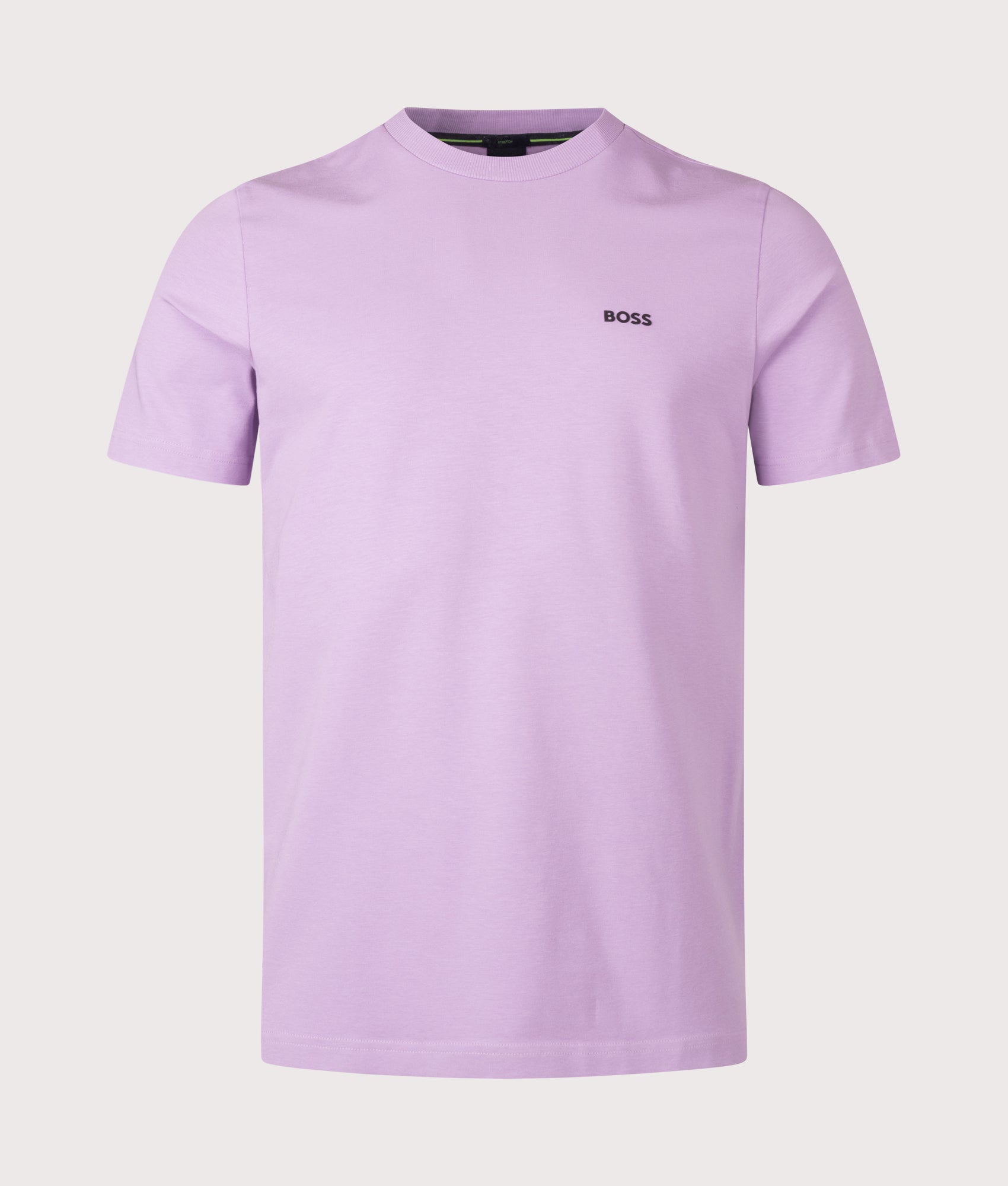 BOSS Crew Neck Tee T-Shirt in Light/Pastel Purple at EQVVS Menswear. Front shot.