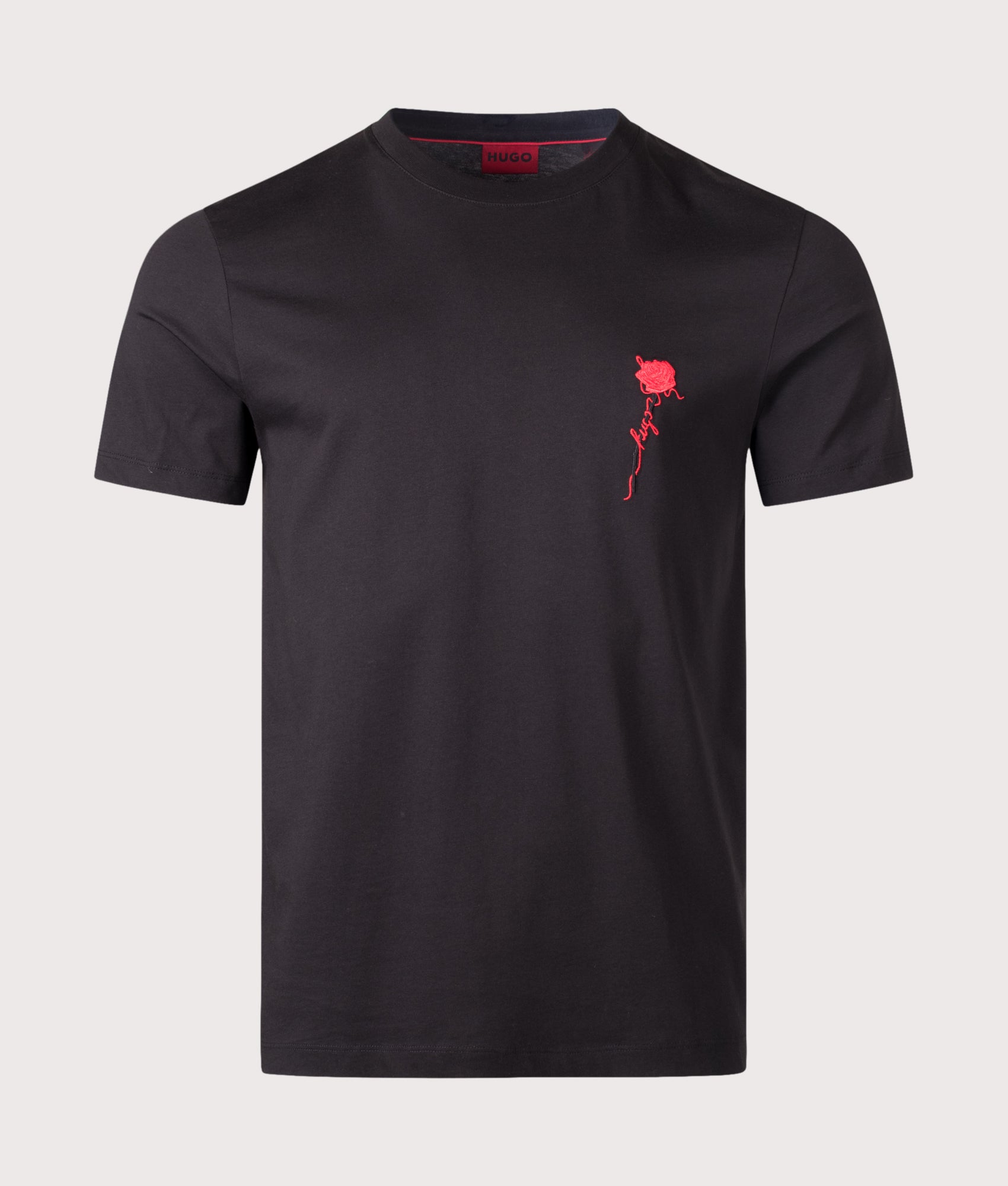 HUGO Regular Fit Diflow T-Shirt in Black at EQVVS Menswear. Front shot.