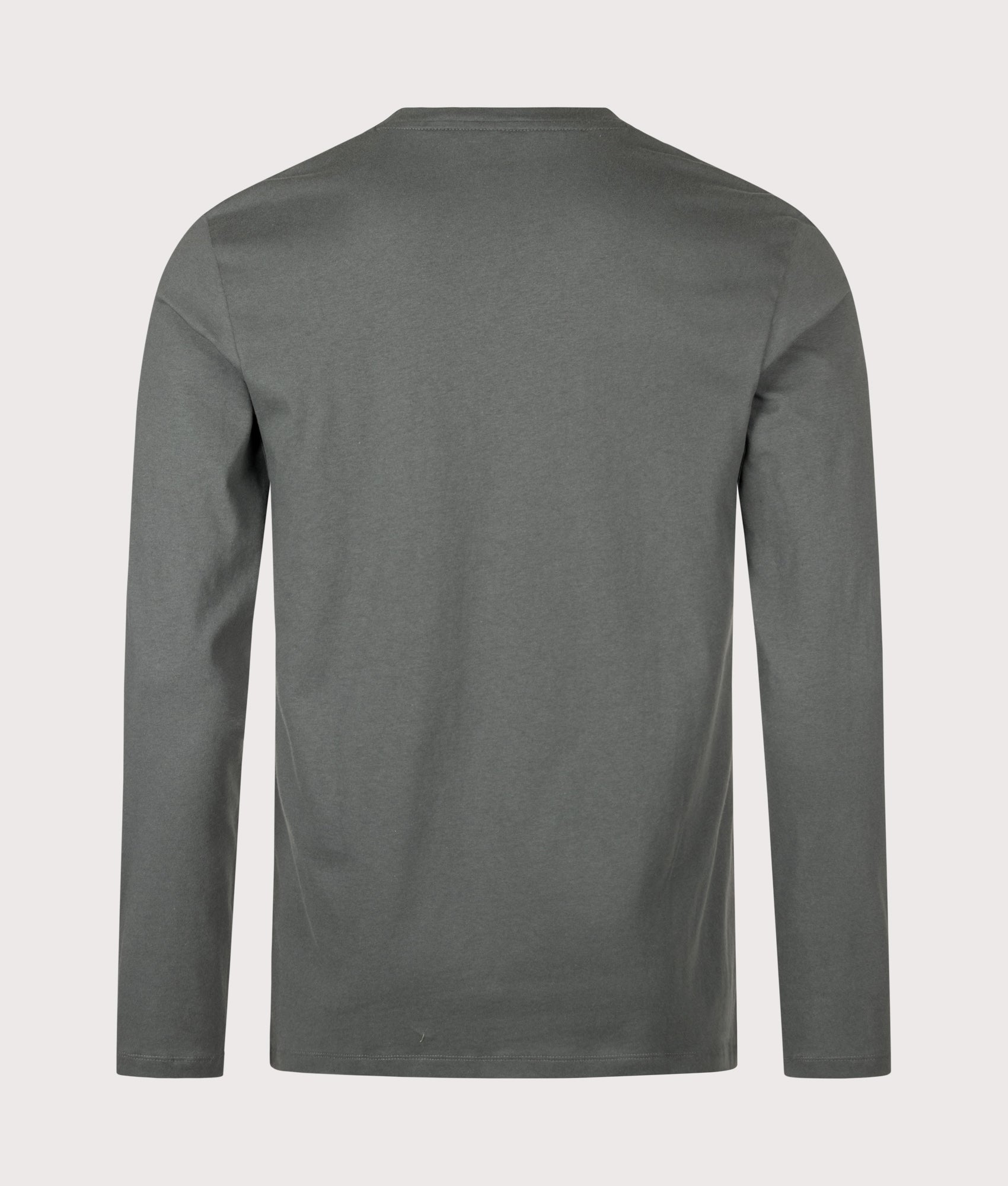 BOSS Regular Fit Long Sleeve Tacks T-Shirt in Open Green at EQVVS Menswear. Back shot.