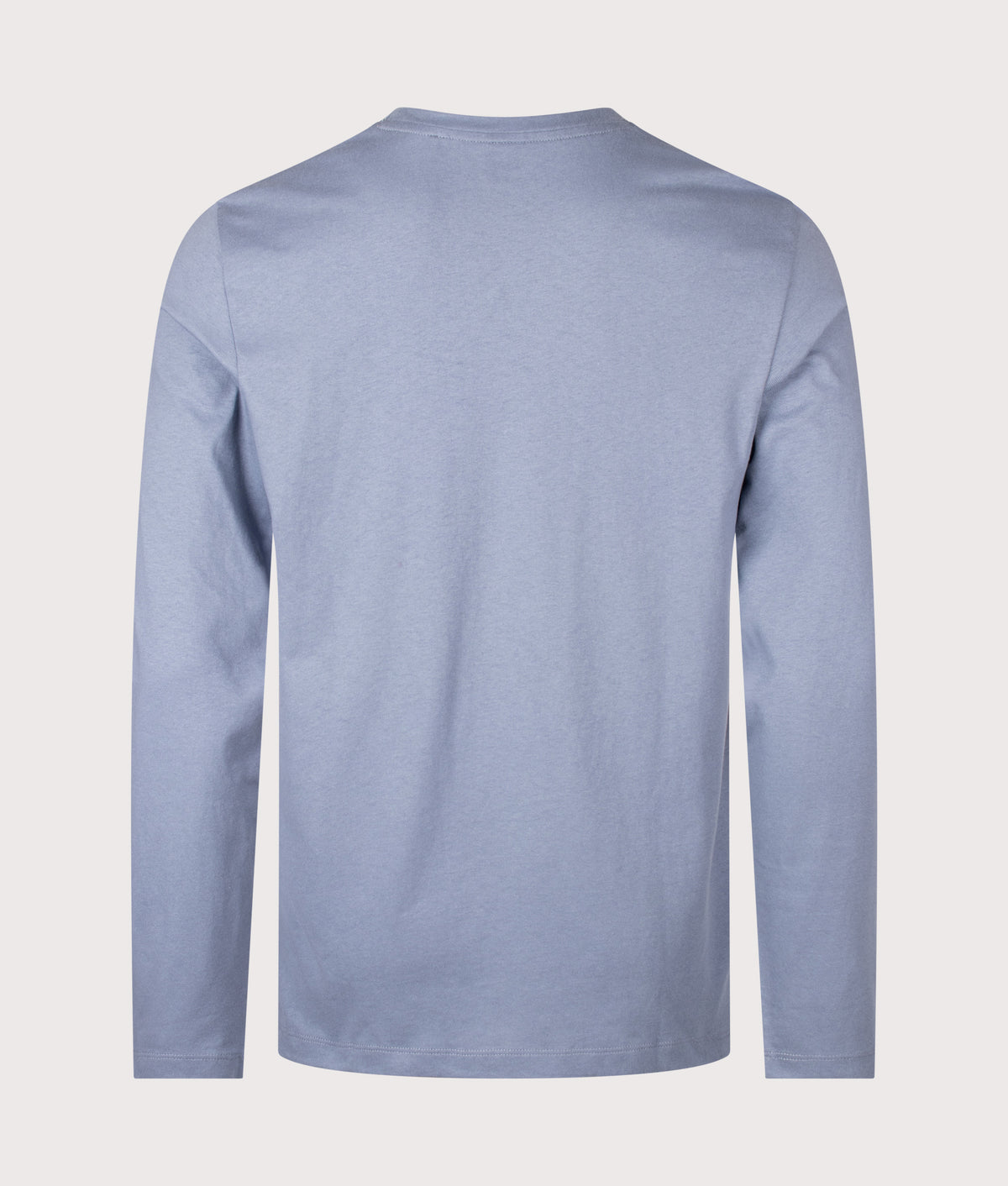 BOSS Regular Fit Long Sleeve Tacks T-Shirt in Medium Blue at EQVVS Menswear. Back shot.