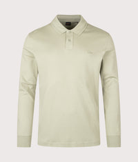 Regular Fit Piqué Interlock Long Sleeve Polo Shirt: 370 Open Green 