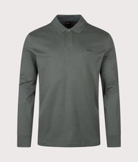 Regular Fit Piqué Interlock Long Sleeve Polo Shirt: 377 Open Green 