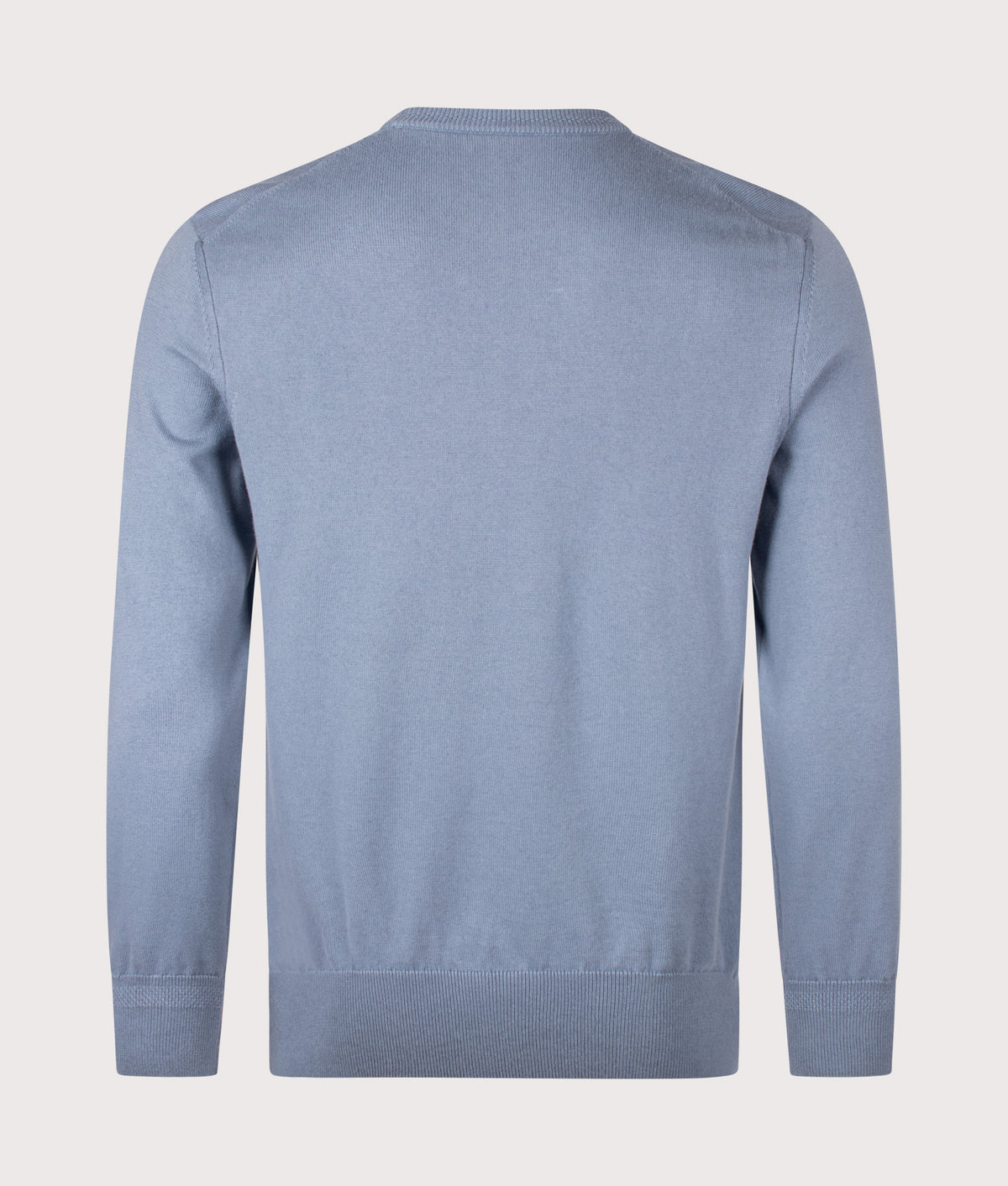 BOSS Regular Fit Kanovano Knitted Jumper in Medium Blue at EQVVS Menswear. Back shot.