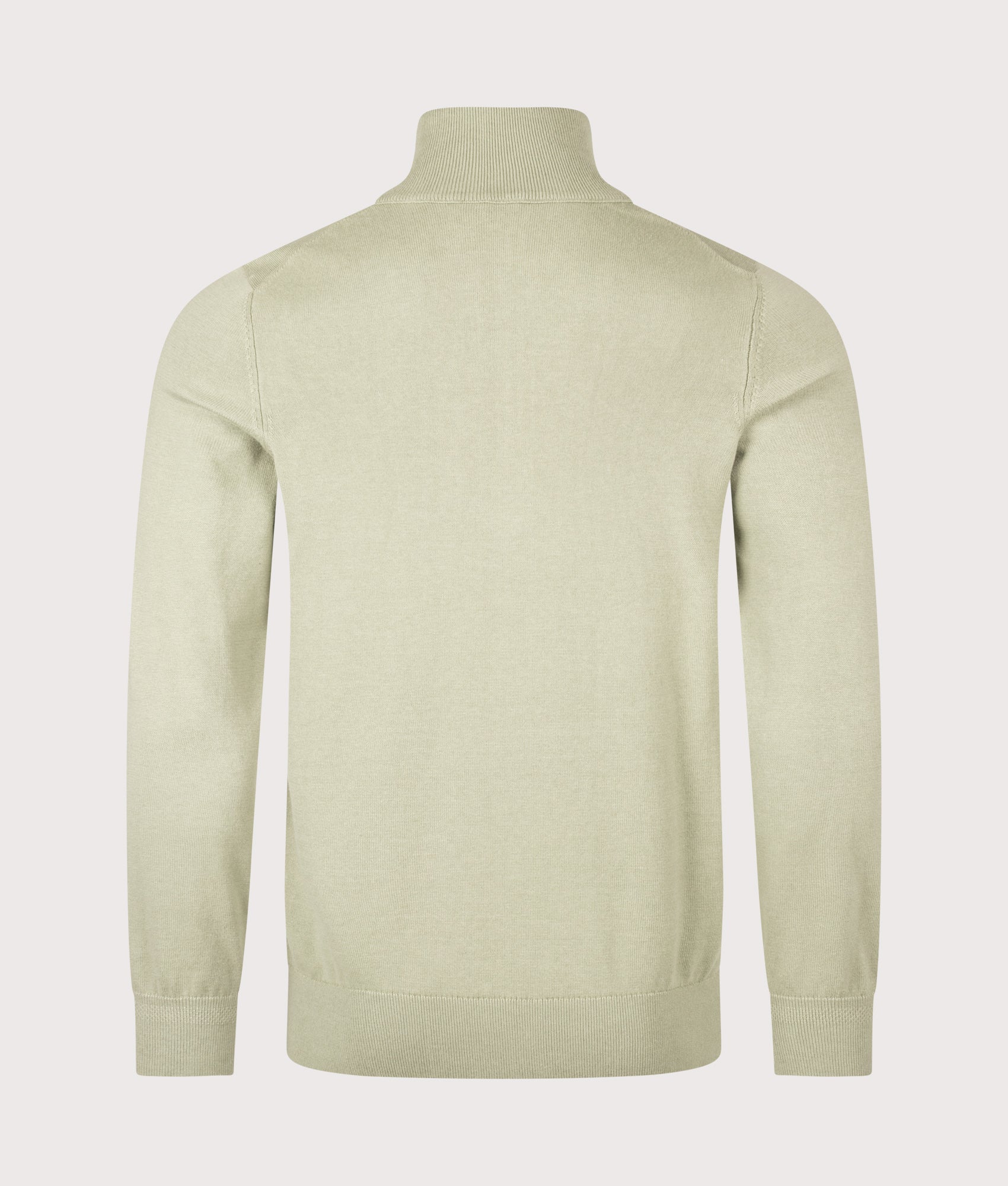 BOSS Regular Fit Kanobix Quarter Zip Jumper in Open Green at EQVVS Menswear. Back shot.