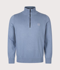 Regular Fit Kanobix Quarter Zip Jumper: 424 Medium Blue 