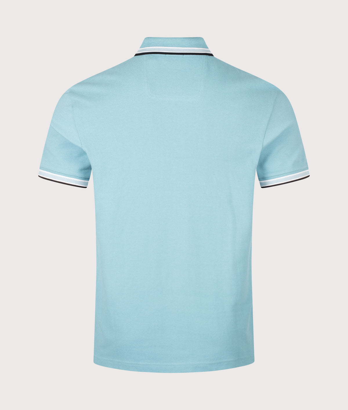 BOSS Regular Fit Paddy Polo Shirt in Open Blue at EQVVS Menswear. Back shot.