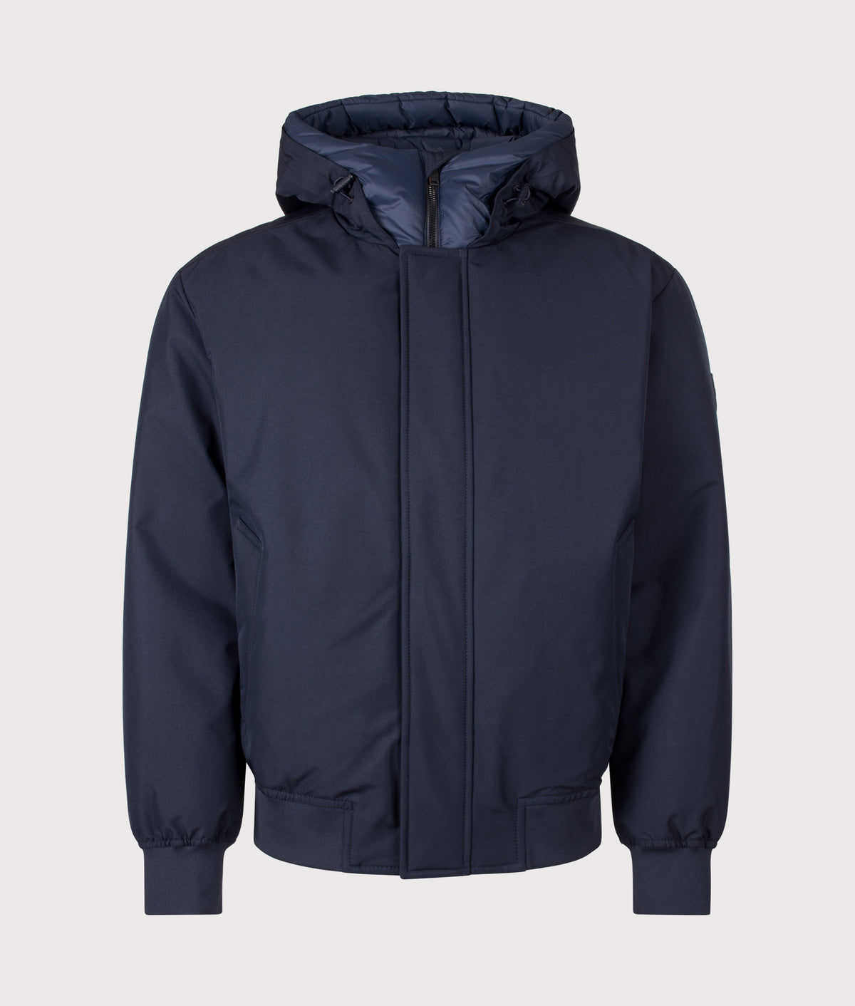 BOSS Regular Fit Osis1 Jacket in Dark Blue at EQVVS Menswear. Front shot.