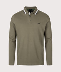 Regular Fit Plisy Long Sleeve Polo Shirt: 398 Open Green 