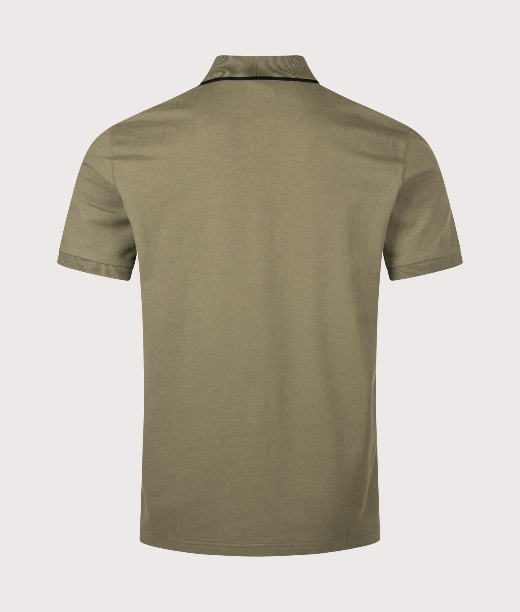 BOSS Slim Fit Philix Polo Shirt in Open Green at EQVVS Menswear. Back shot.