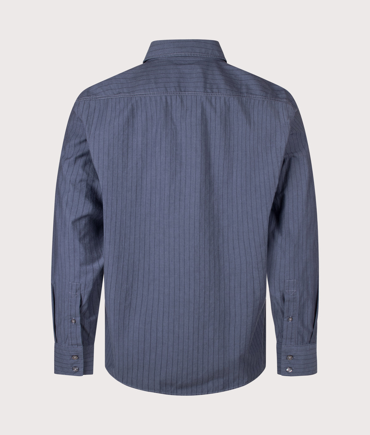 BOSS Regular Fit Relegant 6 M Shirt in Dark Blue at EQVVS Menswear. Back shot.