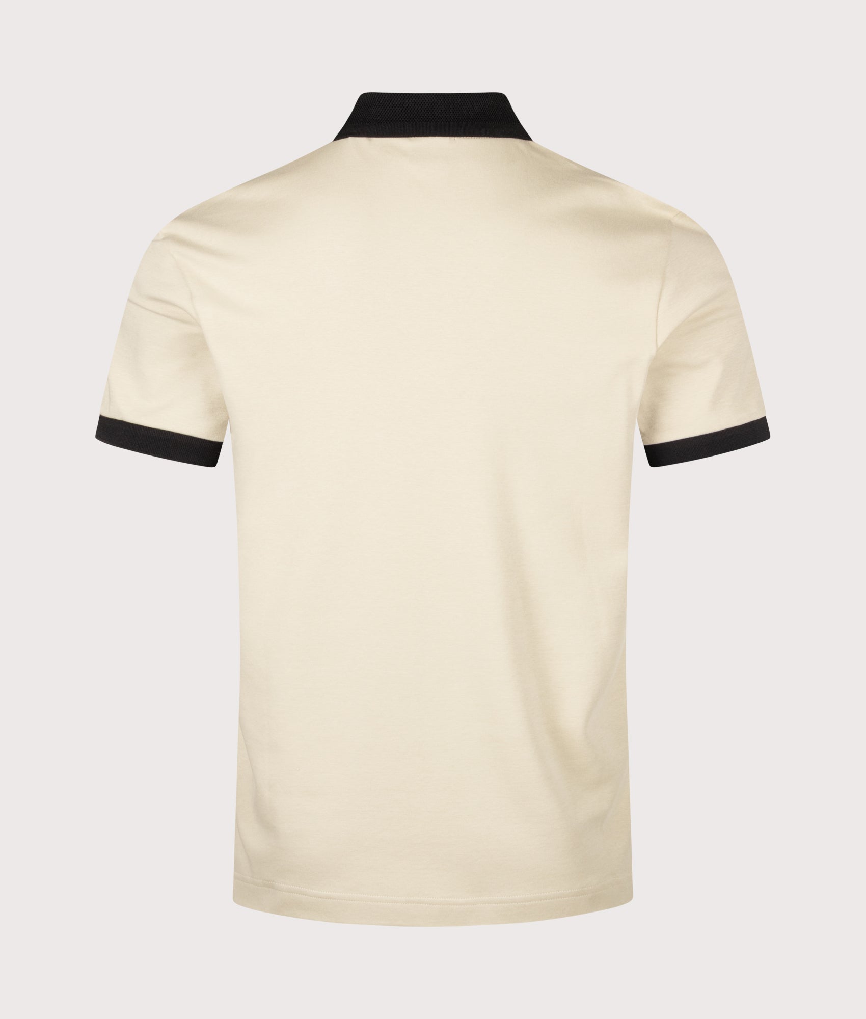 BOSS Slim Fit PL Network Paule Polo Shirt in Light Beige at EQVVS Menswear. Back shot.