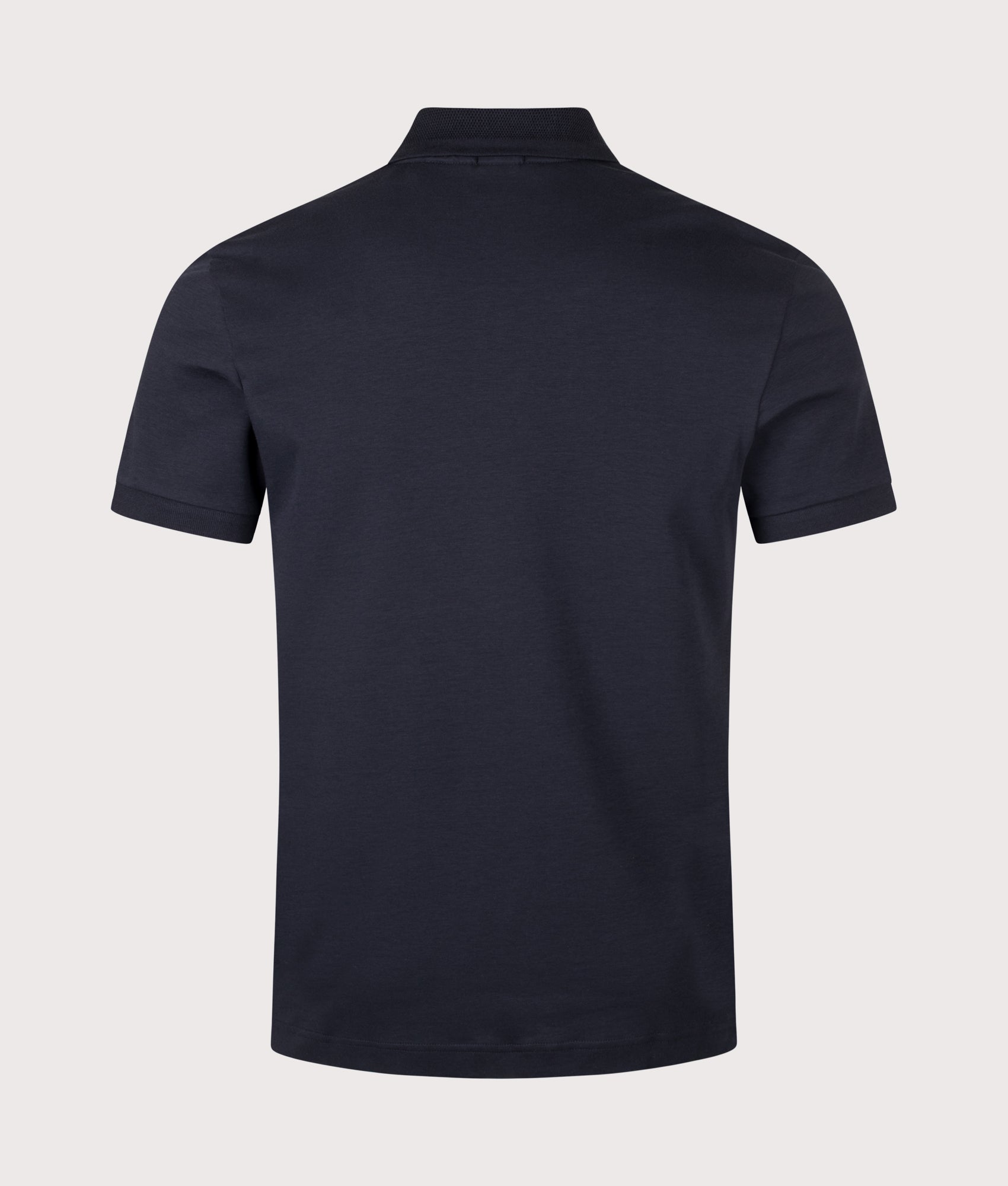 BOSS Slim Fit PL Network Paule Polo Shirt in Dark Blue at EQVVS Menswear. Back shot.