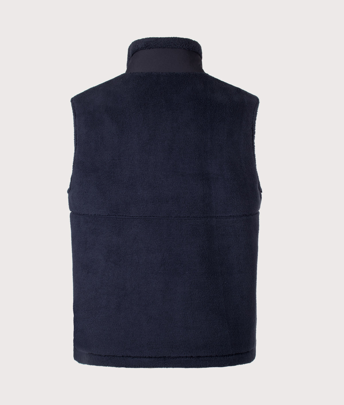 BOSS Relaxed Fit SW Sveedy Vest in Dark Blue at EQVVS Menswear. Back shot.