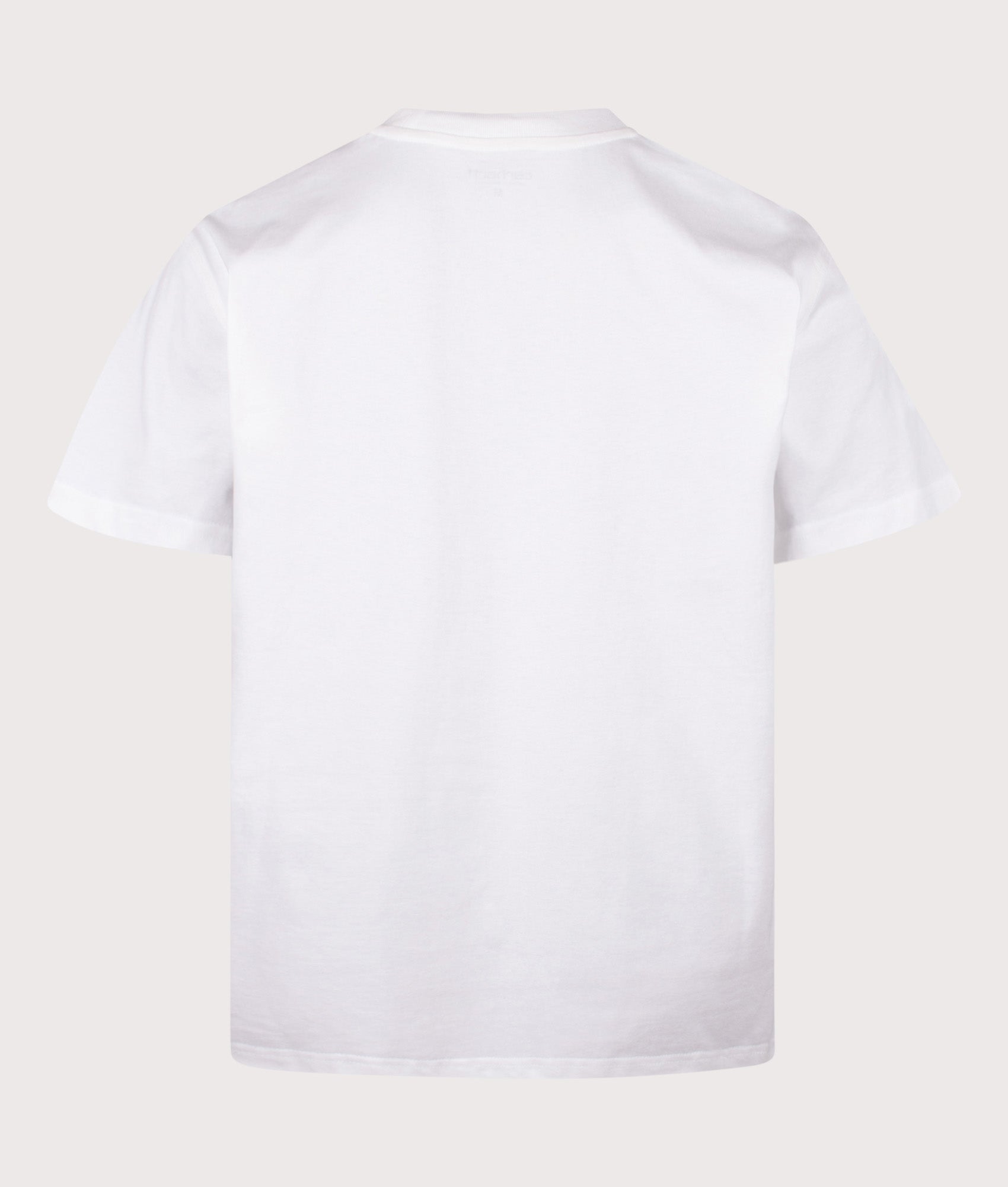Carhartt WIP Loose Fit American Script T-Shirt in White at EQVVS Menswear. Back shot.