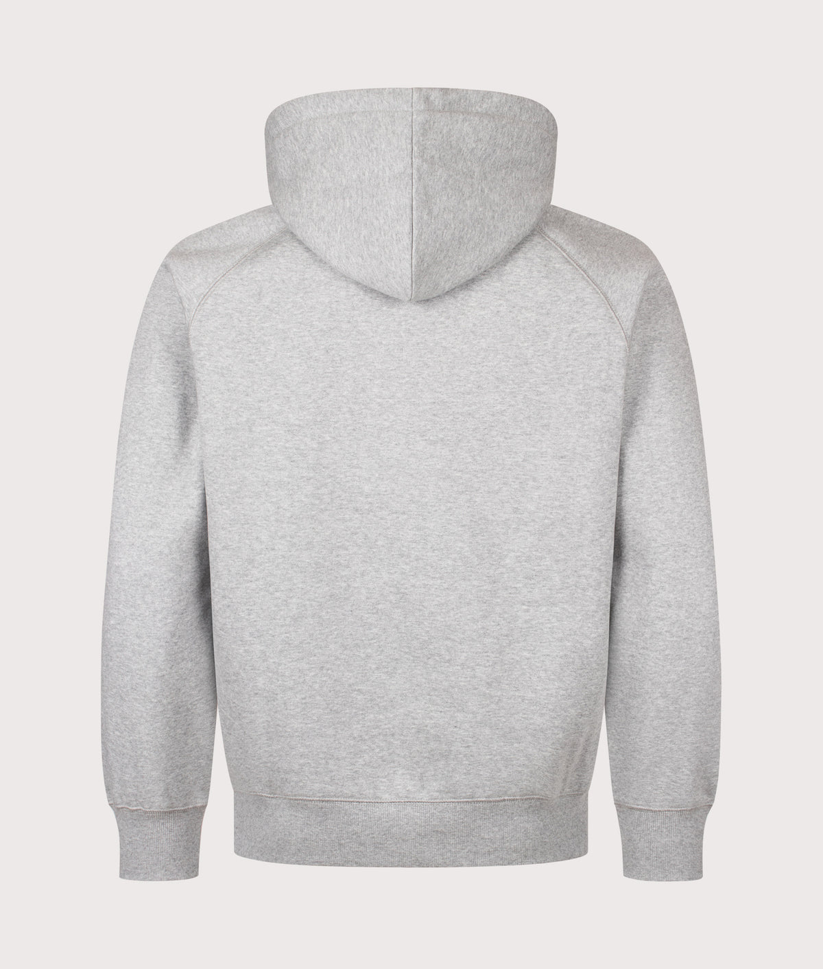 Carhartt WIP Regular Fit Chase Hoodie in Grey Heather and Gold at EQVVS Menswear. Back shot.