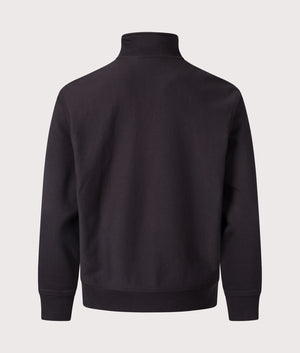 Relaxed Fit Quarter Zip American Script Sweatshirt. Shot by EQQVS. Back shot.