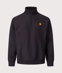 Relaxed Fit Quarter Zip American Script Sweatshirt: 89XX Black 