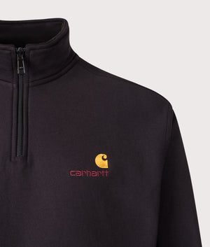 Relaxed Fit Quarter Zip American Script Sweatshirt. Shot by EQQVS. Detail shot.