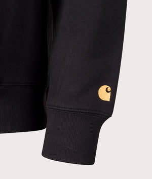 Quarter Zip Chase Sweatshirt in Black by Carhartt WIP. EQVVS Detail Shot.