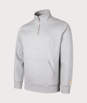 Quarter Zip Chase Sweatshirt in Grey Heather by Carhartt WIP. EQVVS Side Angle Shot.