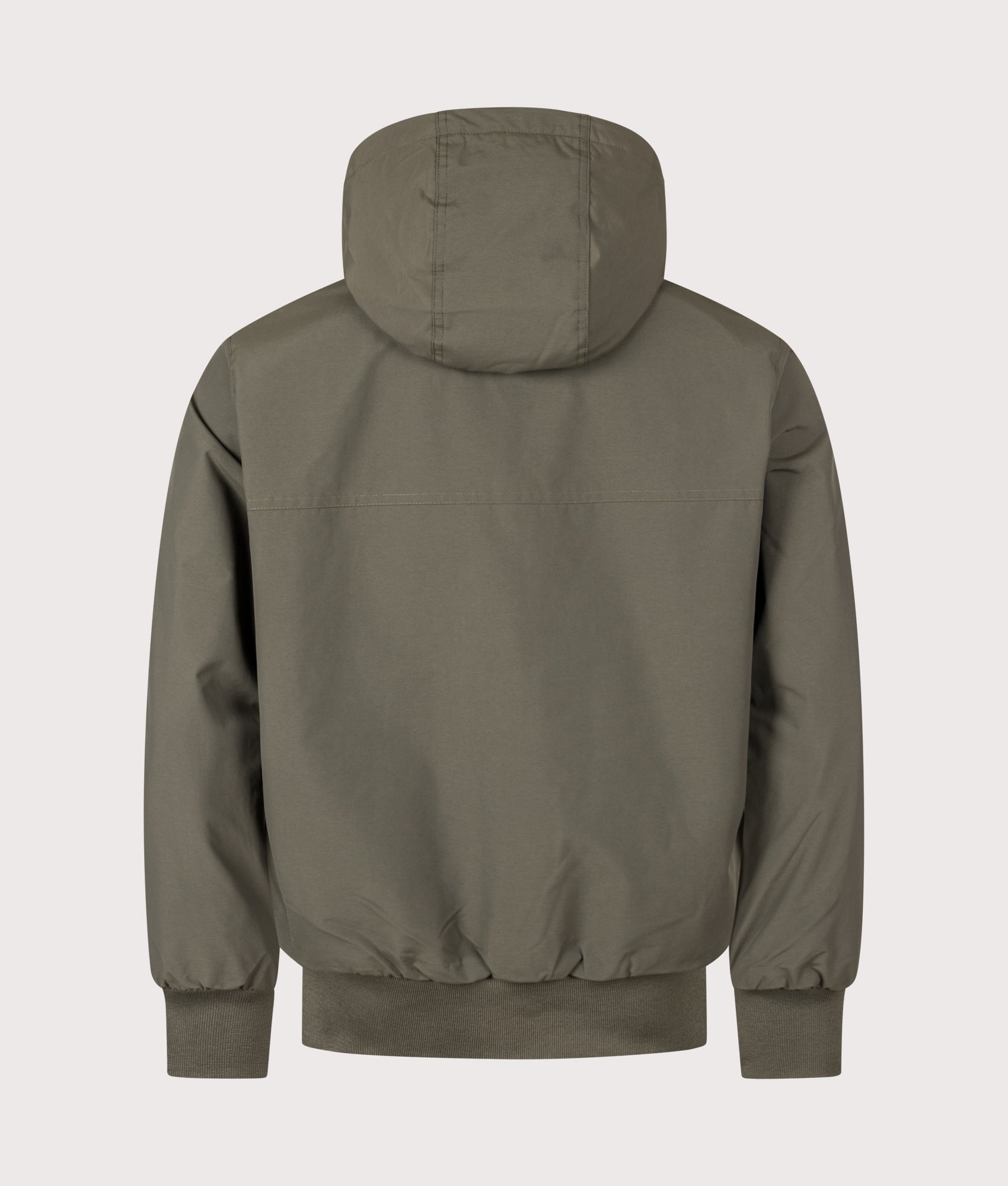 Carhartt WIP Regular Fit Hooded Sail Jacket in Cypress and Black at EQVVS Menswear. Back shot.