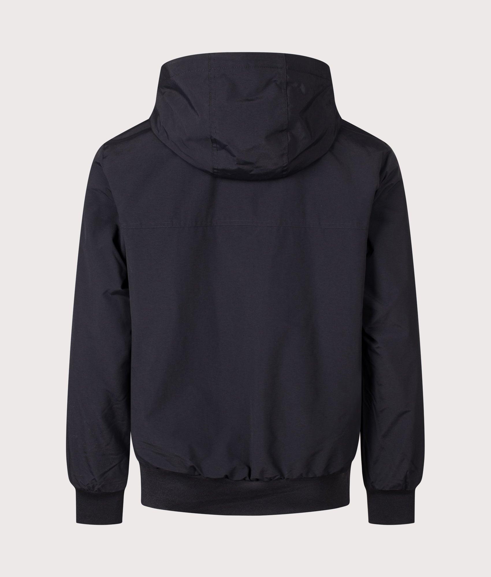 Carhartt WIP Regular Fit Hooded Sail Jacket in Black and White at EQVVS Menswear. Back shot.