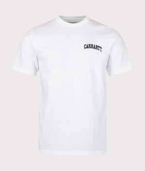 University Script T-Shirt in White by Carhartt WIP. EQVVS Front Angle Shot.