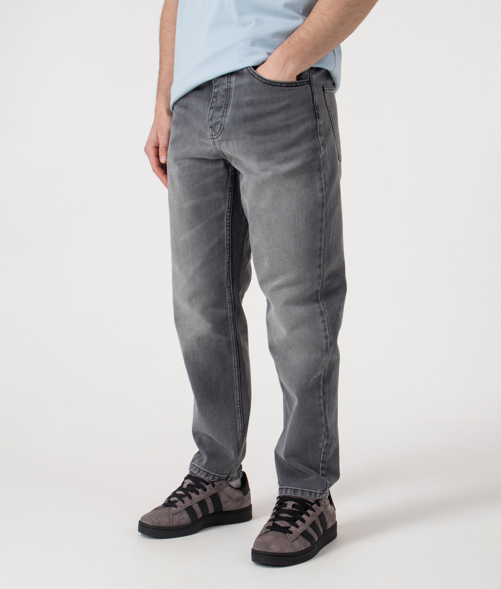 Relaxed Fit Newel Jeans. Shot by EQVVS. Front angled shot.