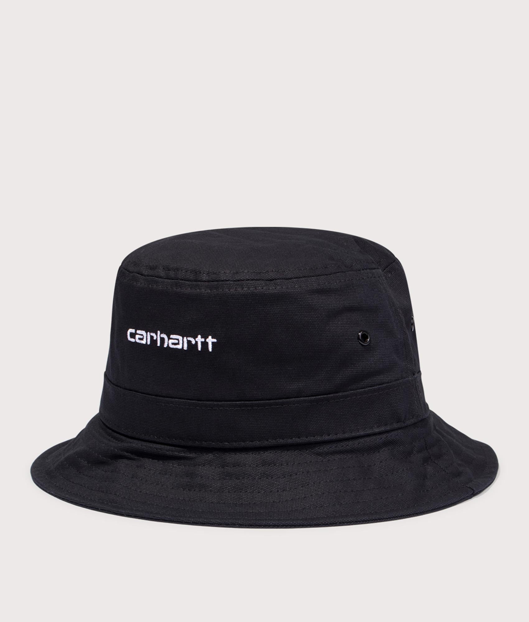 Script Bucket Hat in Black/White. 100% Cotton | Carhartt WIP | EQVVS | Front angle shot 