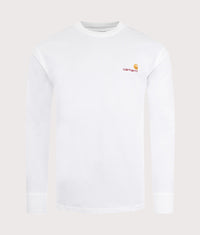 Loose Fit American Script Long Sleeve T-Shirt: 0200 White 