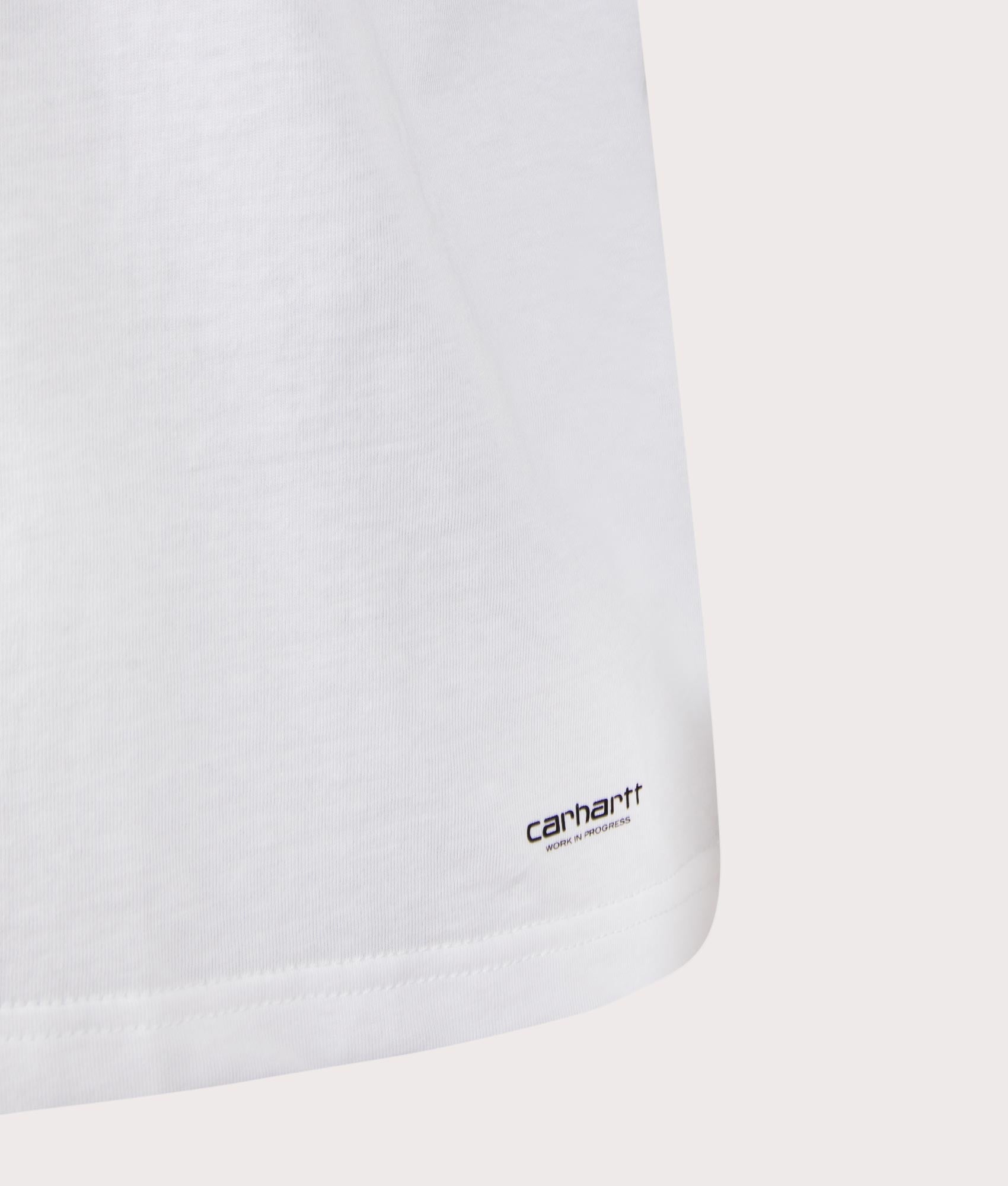 Carhartt WIP 2 Pack T-Shirt in White at EQVVS Menswear. Detail shot.