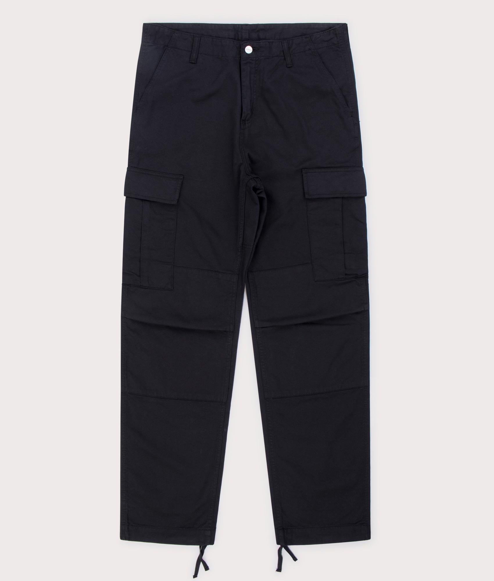 Regular-Cargo-Pants-89GD-Black-Carhartt-WIP-EQVVS-Front-Image flat lay front image