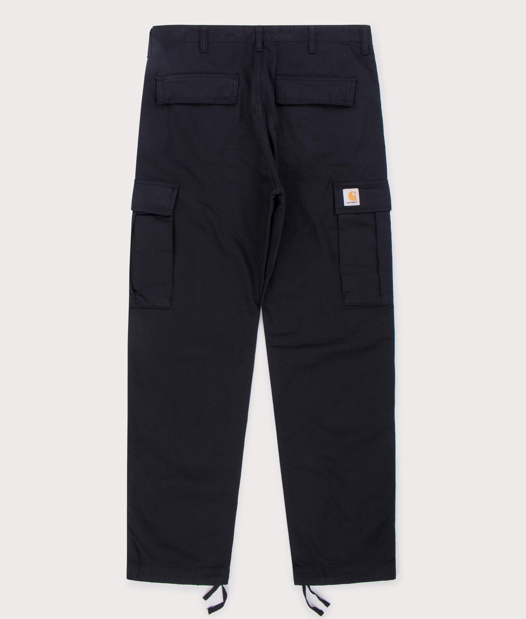Regular-Cargo-Pants-89GD-Black-Carhartt-WIP-EQVVS-Front-Image Flat Lay Back Image