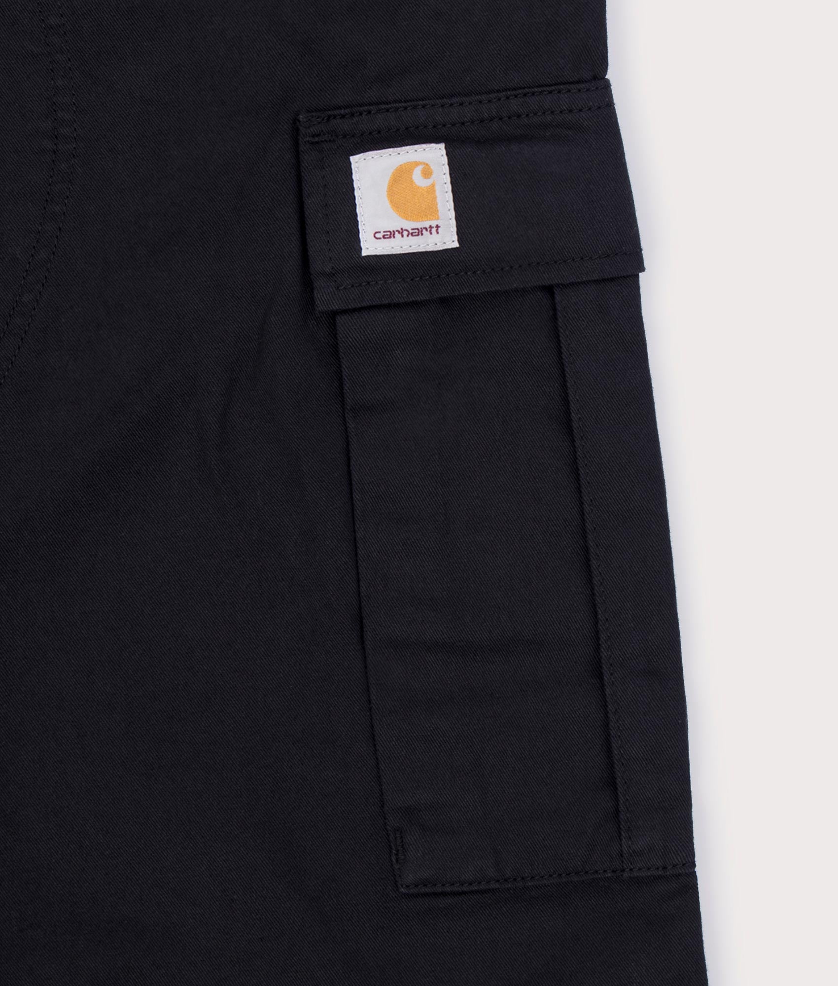 Regular-Cargo-Pants-89GD-Black-Carhartt-WIP-EQVVS-Front-Image flat lay logo image