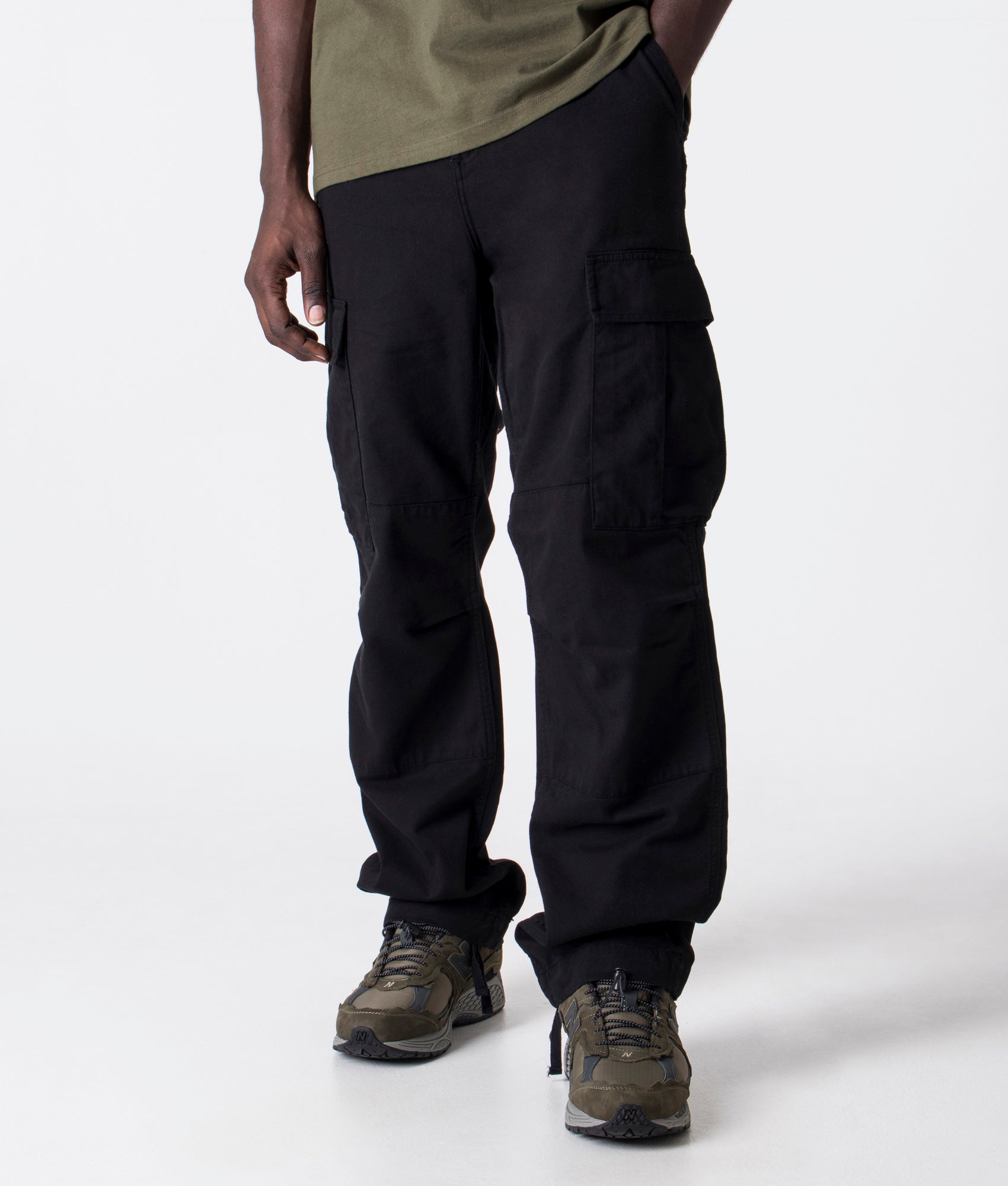 Regular-Cargo-Pants-89GD-Black-Carhartt-WIP-EQVVS-Front-Image