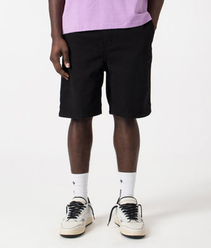 Flint Shorts in Black by Carhartt WIP. EQVVS Front Angle Shot.