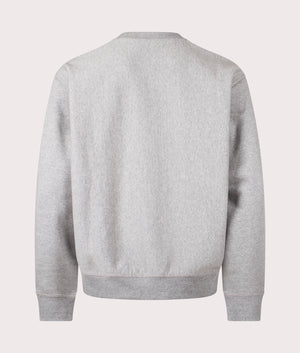 Relaxed Fit American Script Sweatshirt by Carhartt WIP in Grey Heather. Shot by EQVVS. Back shot.