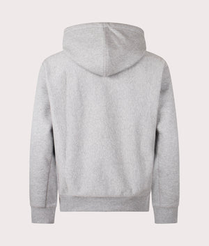 Relaxed Fit American Script Hoodie by Carhartt WIP in Heather Grey. Shot by EQVVS. Back shot.