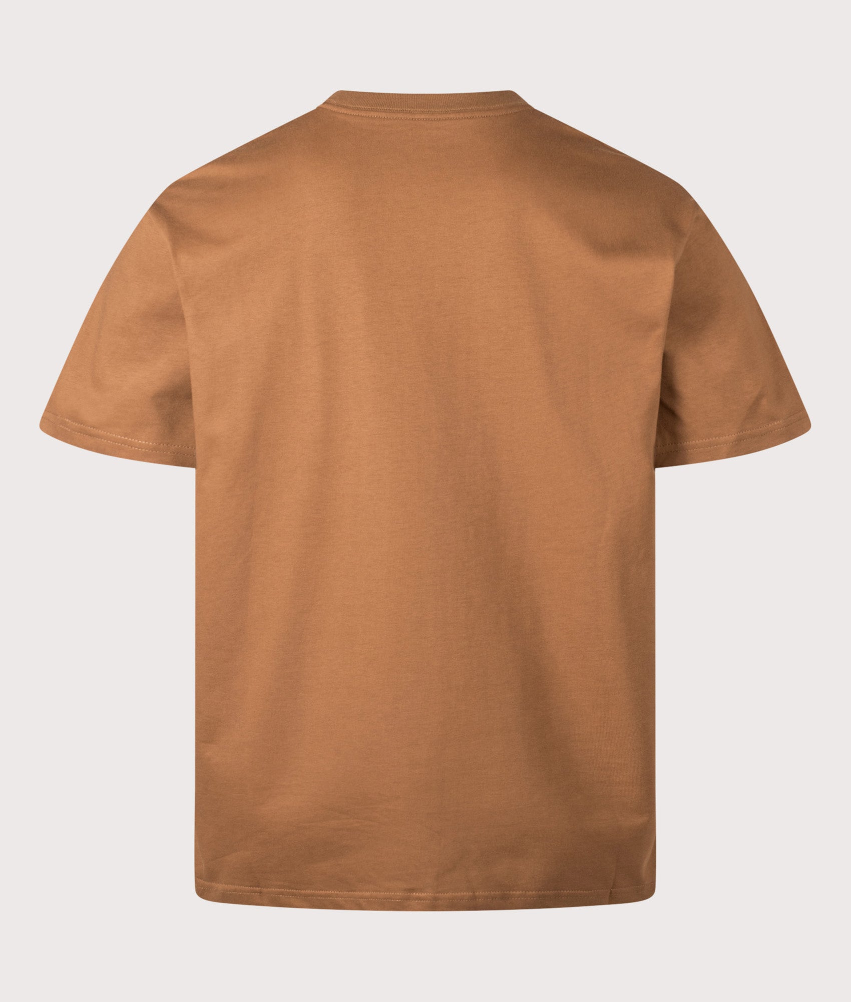 Carhartt WIP Loose Fit Chase T-Shirt in Hamilton brown and Gold at EQVVS Menswear. Model back shot.