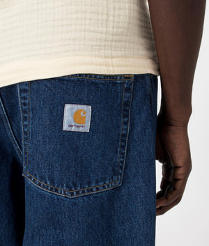 Carahrtt WIP Relaxed Fit Brandon Jeans in Blue Stone Washed , 100% Cotton Detail Model Shot at EQVVS