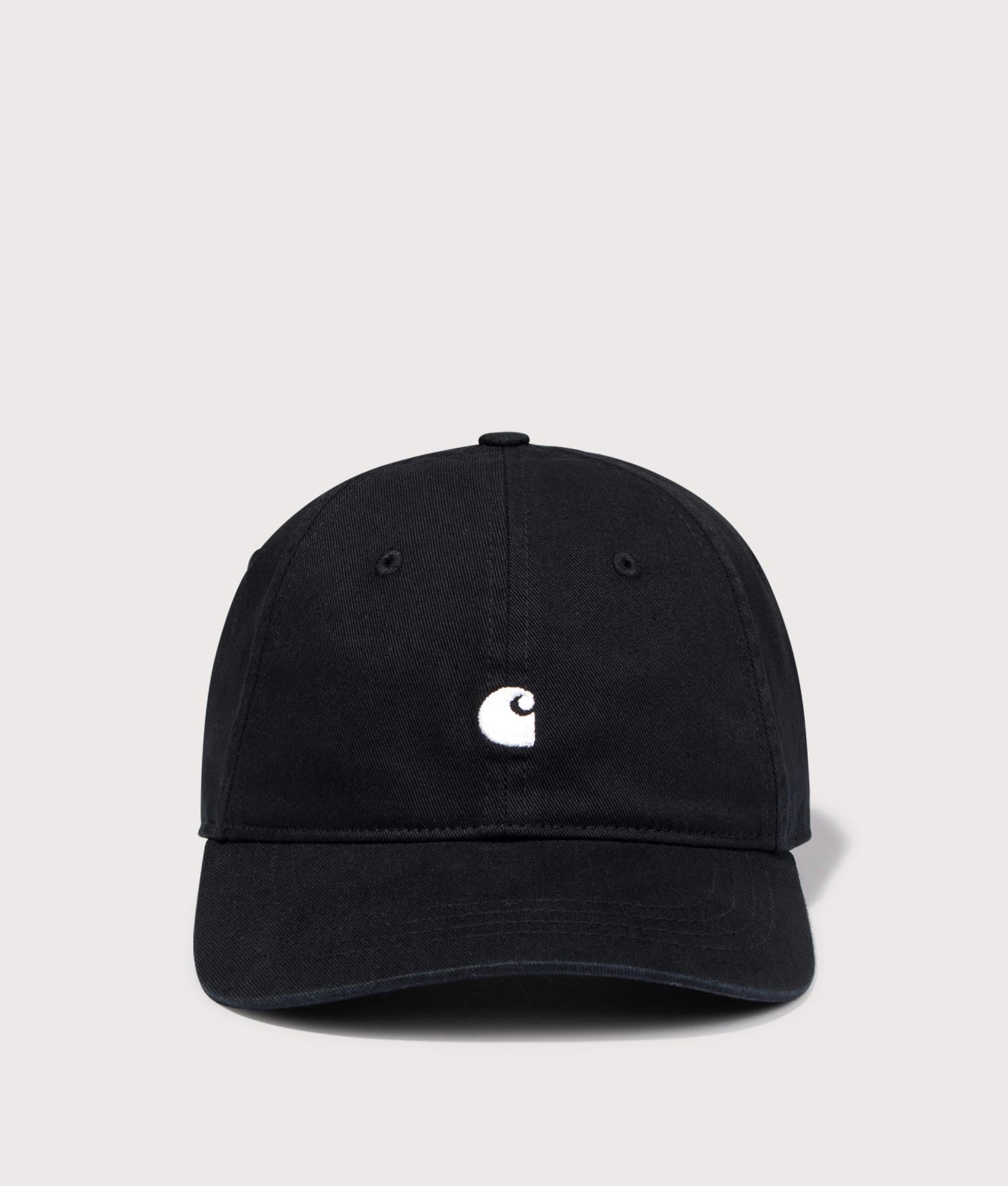 Madison Logo Cap in Black/Wax. 100% Cotton | Carhartt WIP | EQVVS | Front shot 