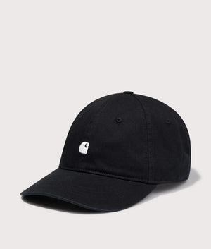 Madison Logo Cap in Black/Wax. 100% Cotton | Carhartt WIP | EQVVS | Front side shot 