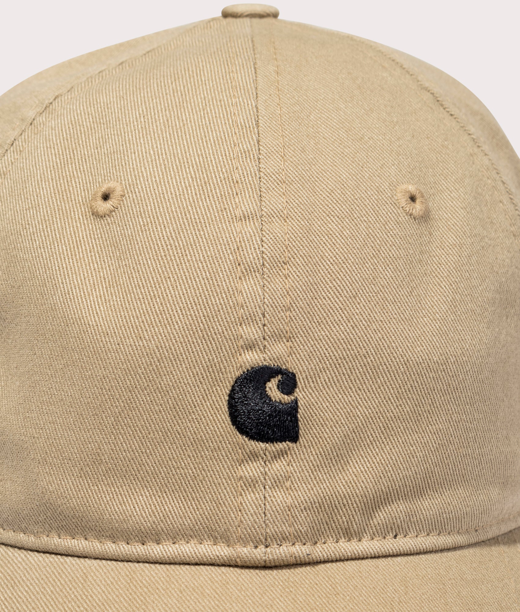 Carhartt WIP Madison Logo Cap at EQVVS Menswear. Detail shot.