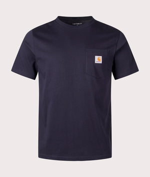 Pocket T-Shirt in Dark Navy by Carhartt WIP. EQVVS Front Angle Shot.