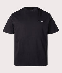 Loose Fit Script Embroidery T-Shirt: 0D2XX Black/White 