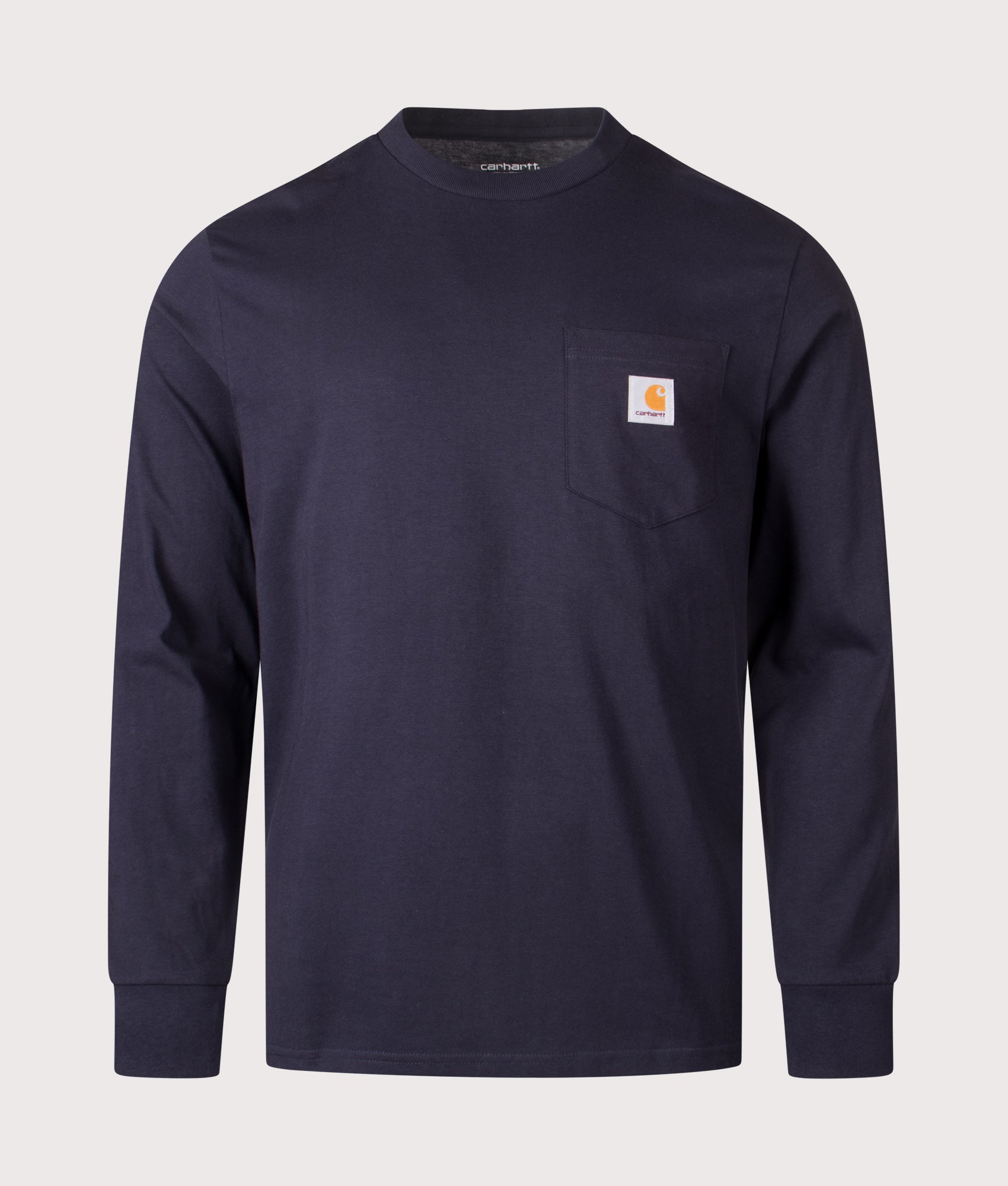 Pocket Long Sleeve T-Shirt in Dark Navy | 100% Cotton | Carhartt WIP | EQVVS | Front shot 