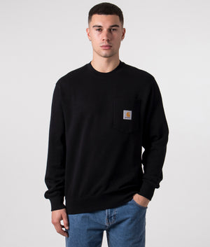 Carhartt-WIP-Relaxed-Fit-Pocket-Sweatshirt-Black-EQVVS-Front-Picture