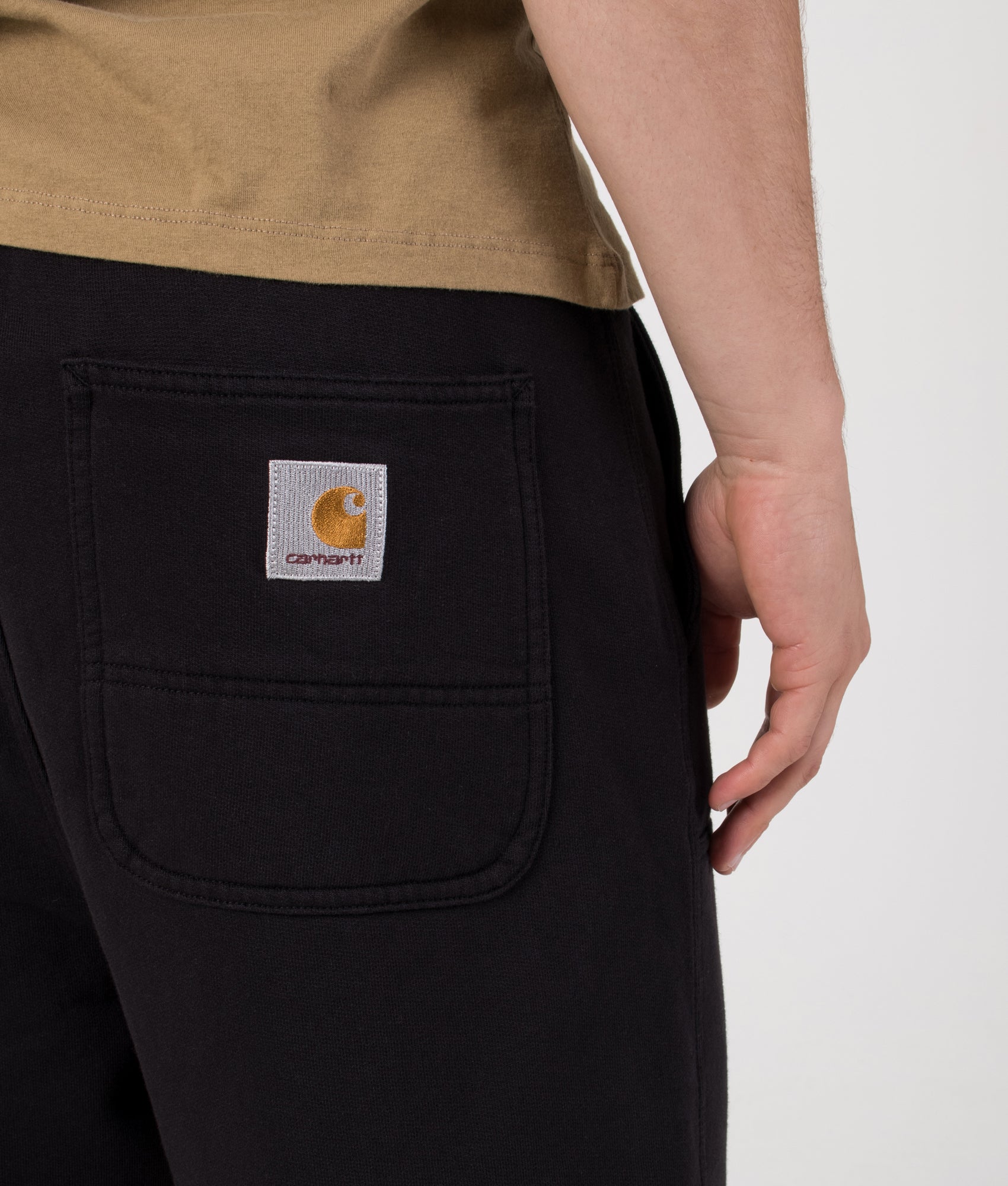 Relaxed Fit Double Knee Sweat Pants in Black | Carhartt WIP | EQVVS | Back model detail shot 
