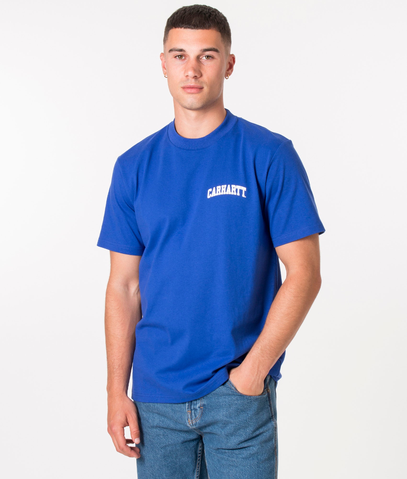 University-Script-T-Shirt-Lazurite/White-Carhartt-WIP-EQVVS