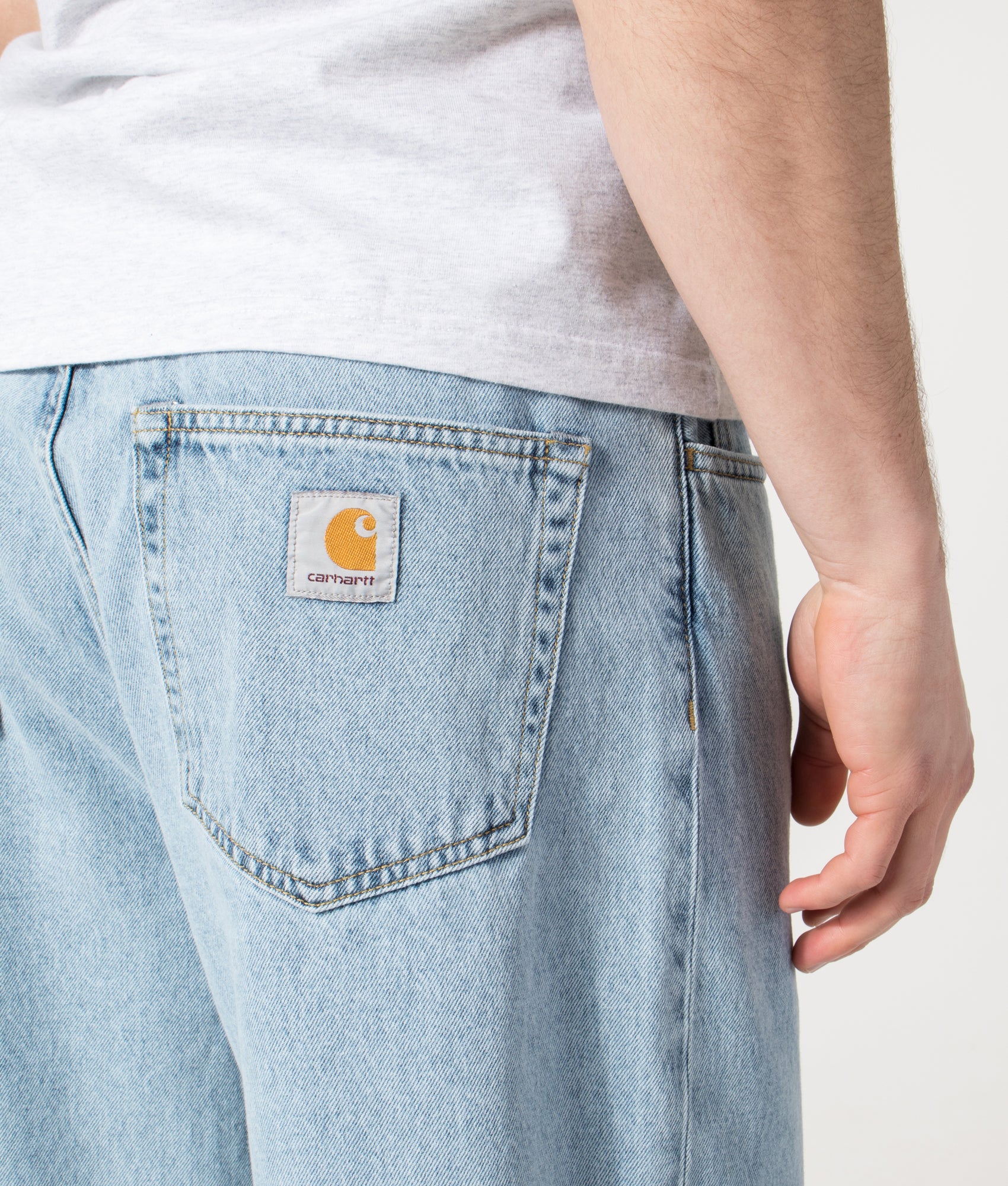 Carhartt WIP Landon Jeans in blue at EQVVS Menswear. Back detail shot.